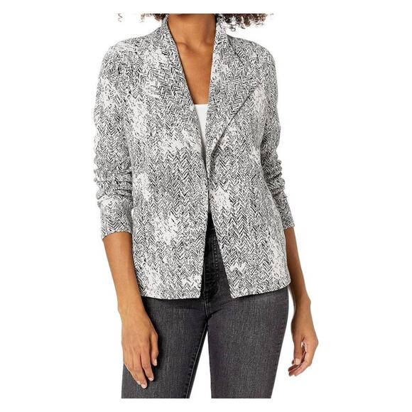 Nic & Zoe Marbelous Draped Open Cardigan Jacket Sz Medium in Grey Multi NWT - Picture 1 of 6